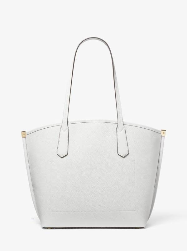 Damske Prenosná Taška Michael Kors Jane Large Pebbled Leather Biele - Kabelky Michael Kors Akcia | PXWVS-8760